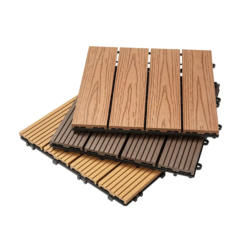Waterproof DIY Wood Plastic Composite WPC Floor Interlocking Outdoor Indoor Decking Tiles 300*300mm