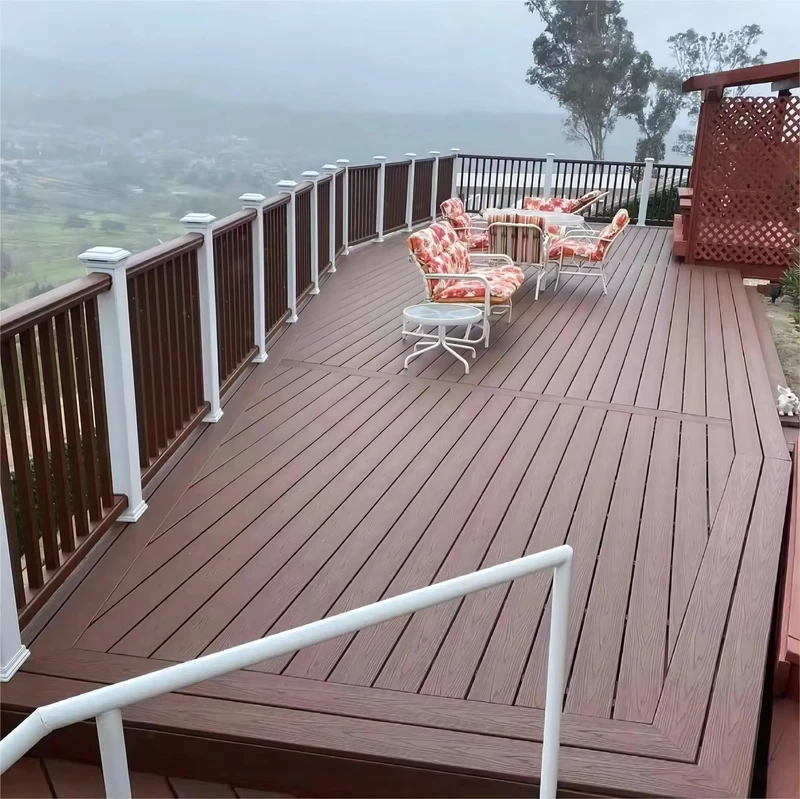 Waterproof Durable Outdoor Flooring Composite Wood Decking with Smooth Surface 18mm WPC Hollow Decking for Park Basements
