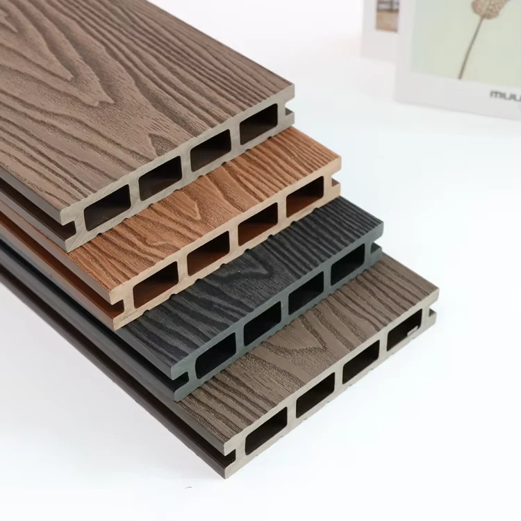 Waterproof Exterior WPC Decking with Click Installation Square Shape Brushed Surface Modern Design 3D Wood Grain Composite