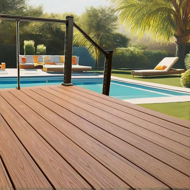 Waterproof Smooth Asian Design WPC Decking Tiles UV Resistant Outdoor Co Extrusion Interlocking Decking with 5 Year Warranty