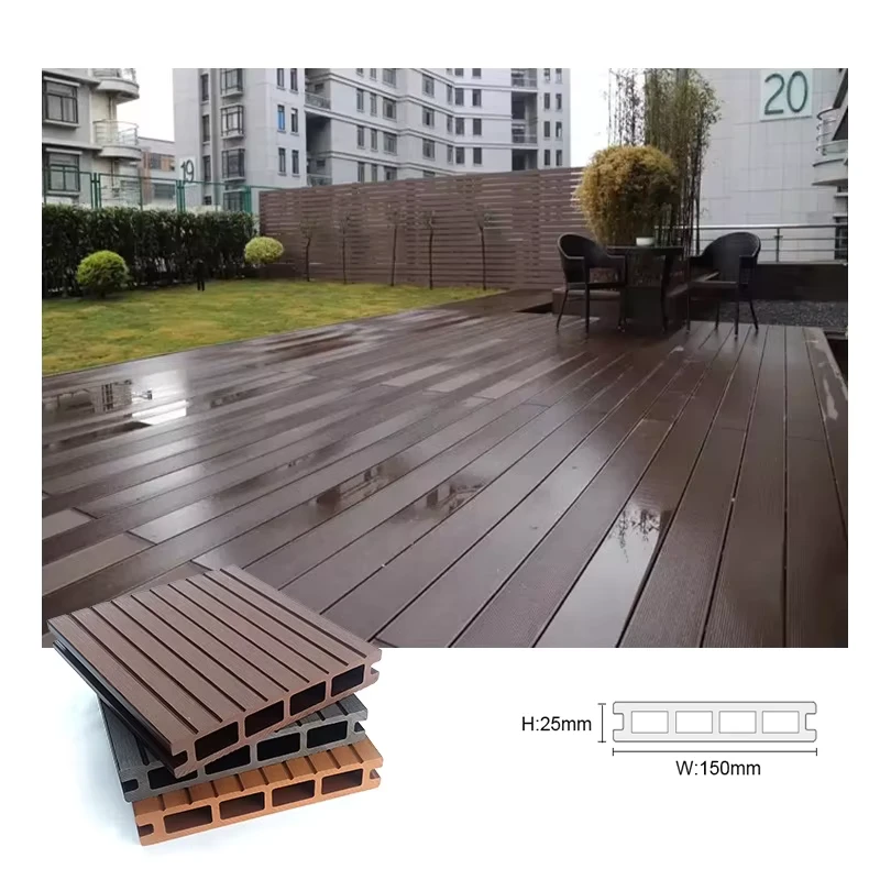 Waterproof UV Resistant WPC Decking Wide 3D Embossed Wood Plastic Composite for Garden and Poolside