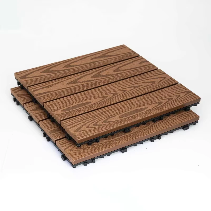 Waterproof WPC Decking Tiles for Outdoor Balcony Garden Terrace Wood Grain Splicing Buckle DIY Anticorrosive Decking Tiles
