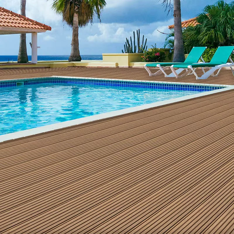 Waterproof WPC Flooring DIY Outdoor 3D Embossed WPC Garden Decking Flooring Decks Outdoor PVC Synthetic Wood Floor Panel