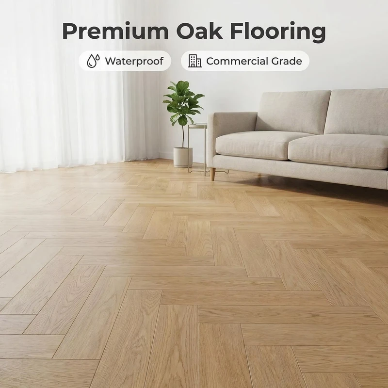 Waterproof White Oak Wide Plank 15mm 3 Layer Engineered Wood Flooring Antibacterial Protection for Hotel Kitchen Bathroom