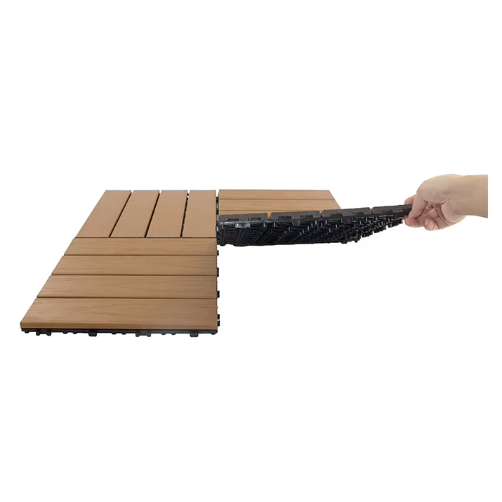 Wood Grain Wood Plastic Composite Decking Tiles for Waterproof Interlocking Patio Flooring Outdoor