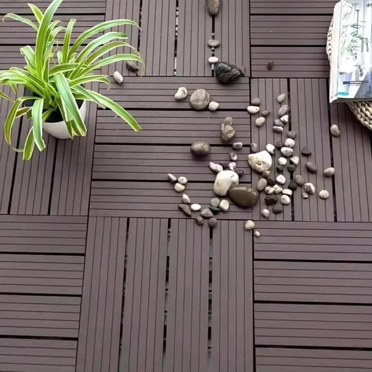 Wood Plastic Interlocking Flooring with Wide Usage All Weather Use Patio DIY Flooring Outdoor WPC Tile Wood Like Decking Tiles